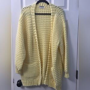 Vintage Handmade Cottagecore Chunky Knit Cardigan Womens Size L Oversized